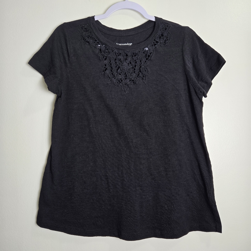 Soft Surroundings Minimalist Chic‎ Crochet Basic Tee S